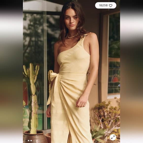 FREE PEOPLE At Leisure Midi One Shoulder Cotton/linen Dress In Black. XS - Picture 4 of 16